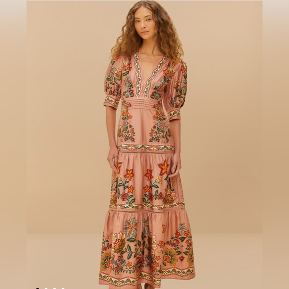 FARM Rio Pink Garden Delight Short Sleeve Maxi Dress - Picture 8 of 11